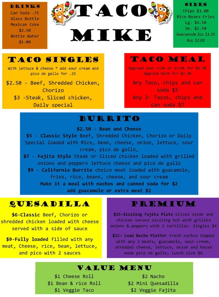 Online menu for Taco Mike's Watertown, NY